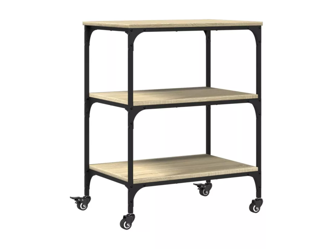 Chariot de cuisine chêne sonoma 60x41x76 cm bois d'ingénierie