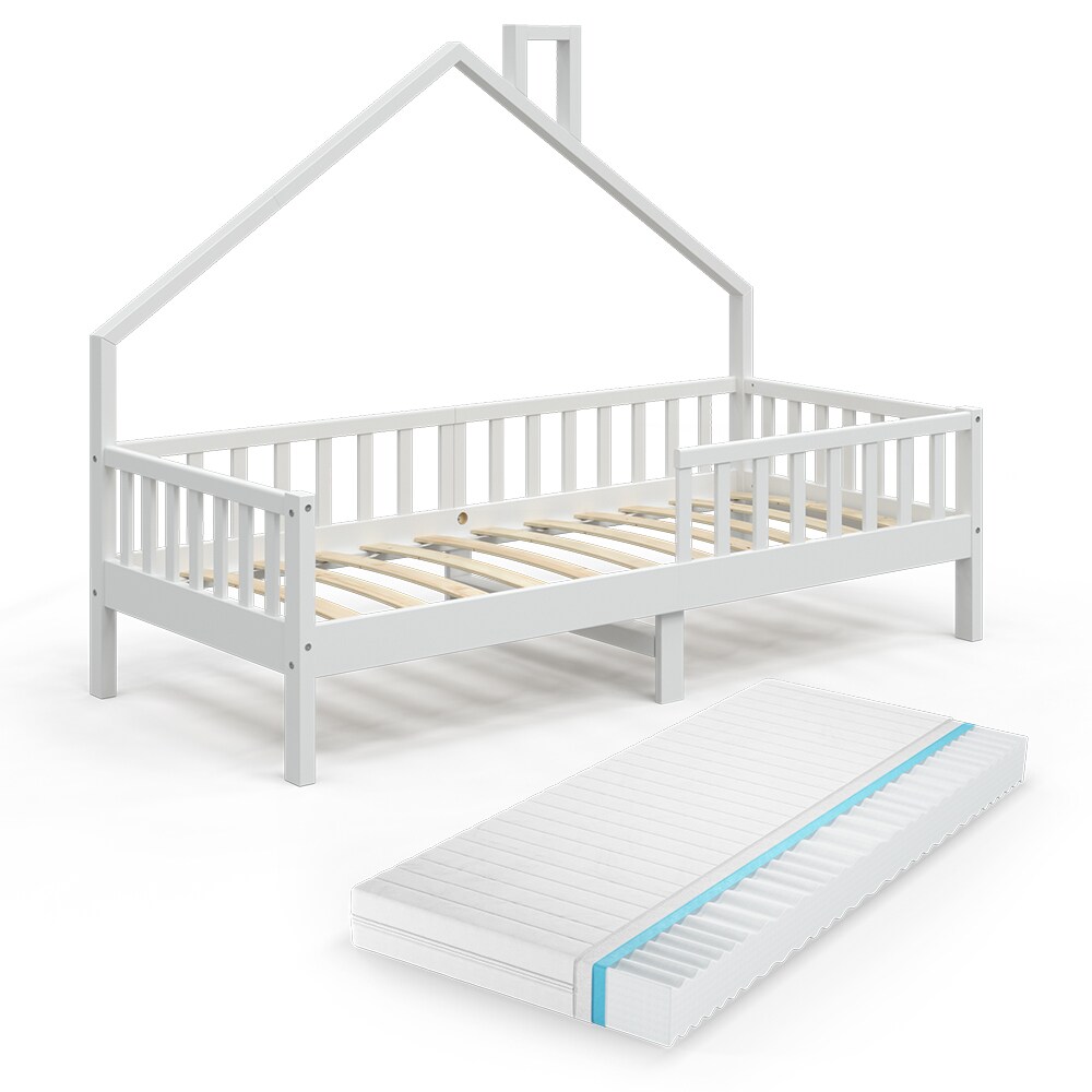 VitaliSpa Hausbett Kinderbett Spielbett Noemi 90x200cm inkl. Matratze weiß