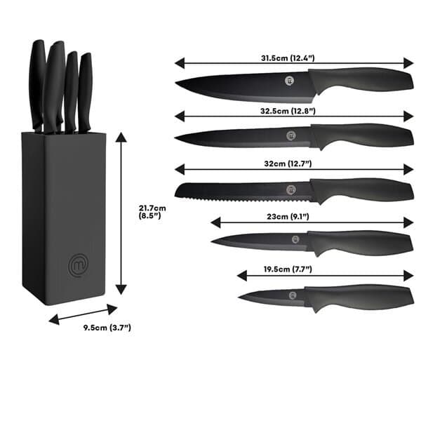 Masterchef Knivsæt med 5 knive i en knivblok