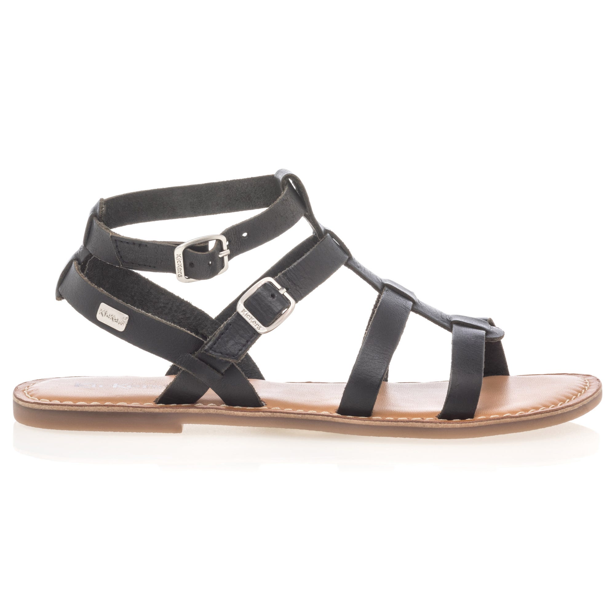 Nu-pieds Femme en cuir noir