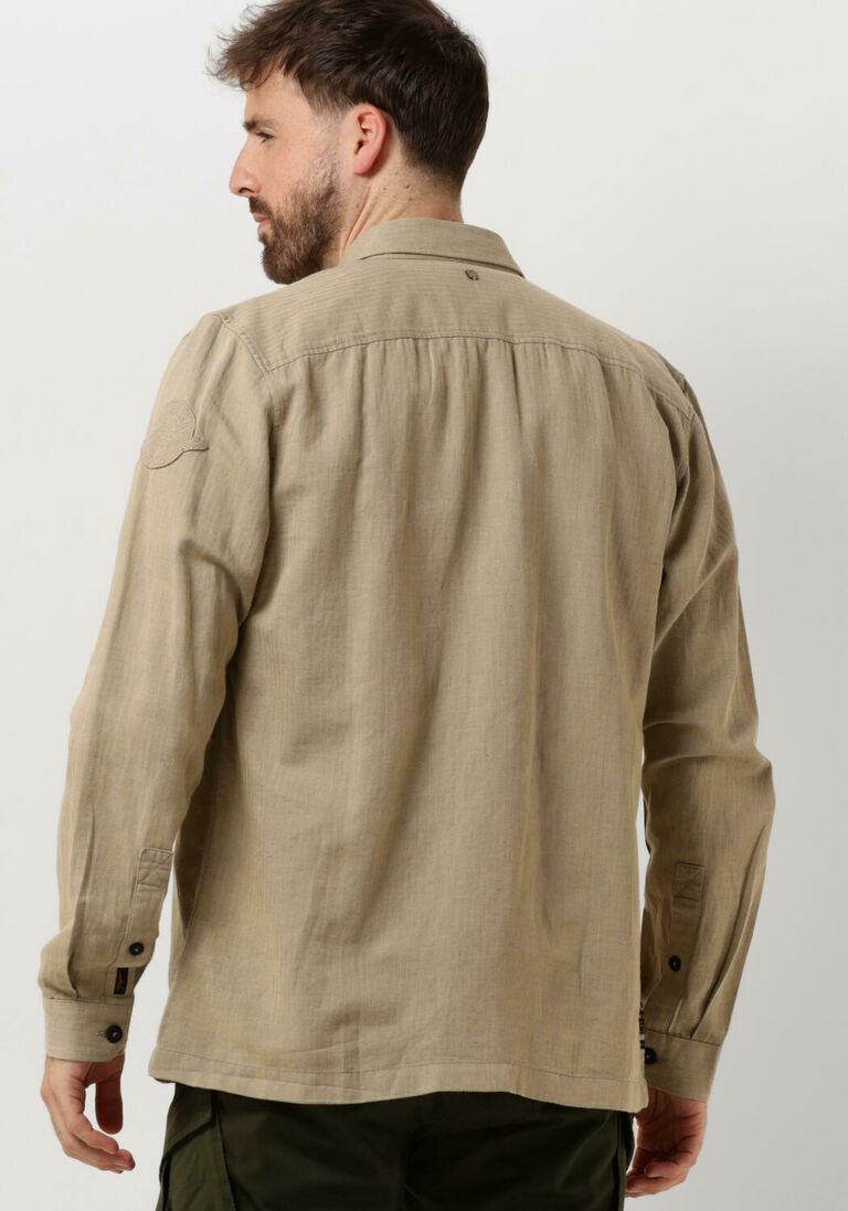 PME LEGEND beige pme legend casual overhemd long sleeve shirt ctn/linen 2 tone herringbone