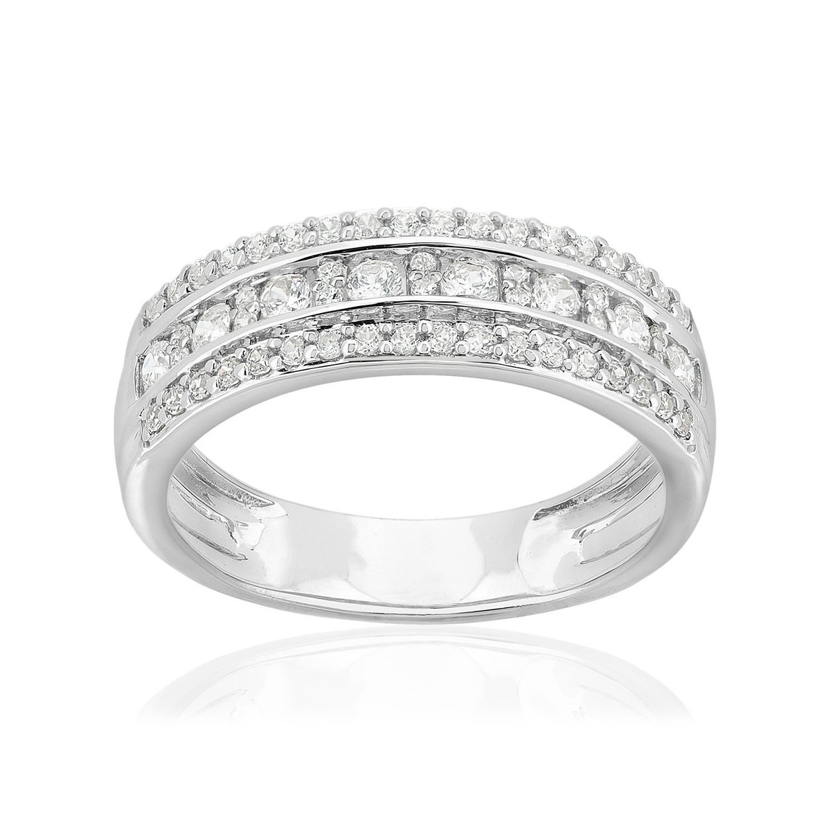 Bague or 750 blanc diamants synthétiques 0,5 carat