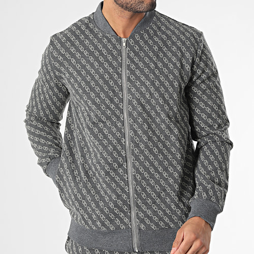 Ensemble Veste Zippée Et Pantalon Jogging Gris Chiné