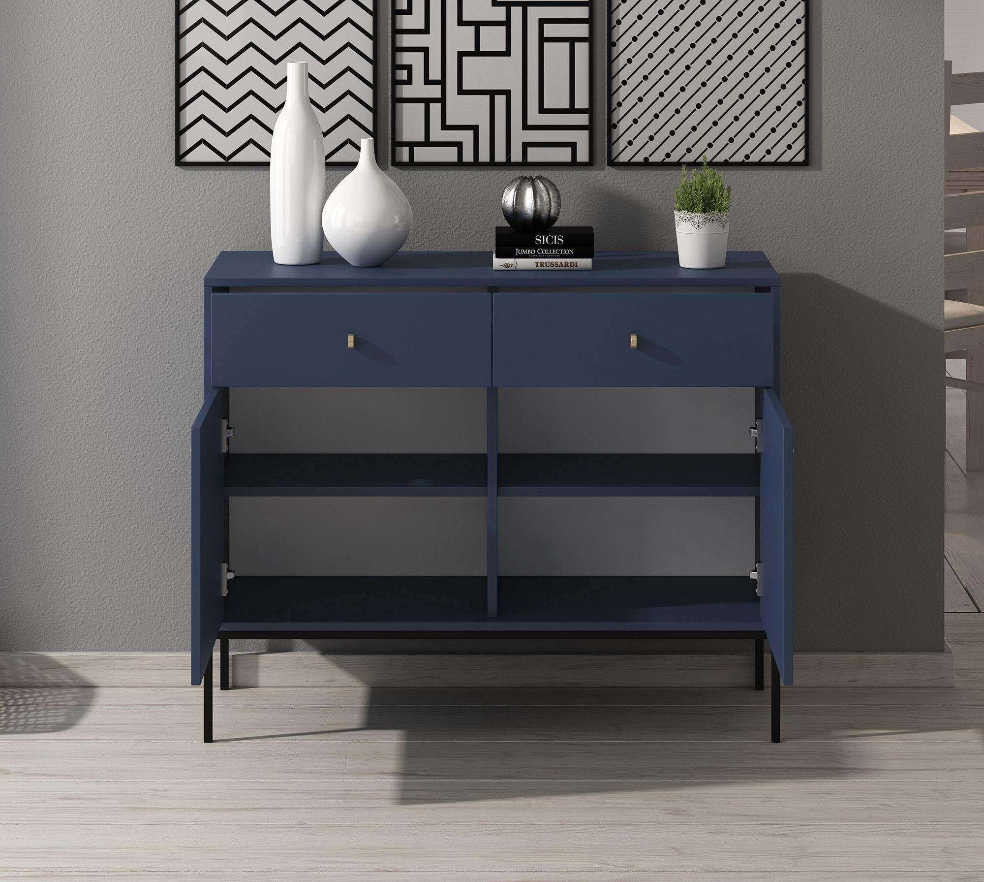 Meubella - Dressoir Moreno - Blauw - 104 cm