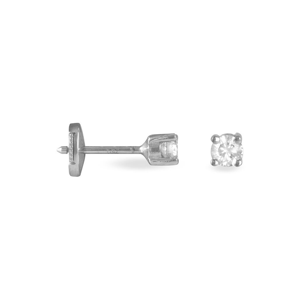 Boucles D'oreilles Puces Collection Victoria Or Blanc Diamant