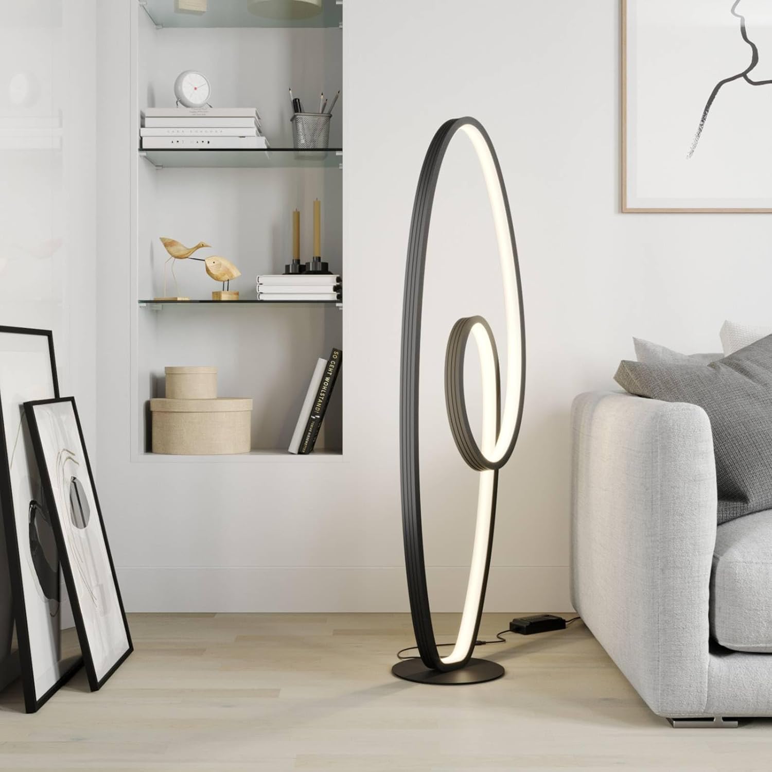 Lucande LED Stehlampe Bronwyn dimmbar (Modern) in Schwarz aus Aluminium (1 flammig,) - Stehleuchte Floor Lamp Standleuchte Wohnzimmerlampe Wohnzimmerleuchte