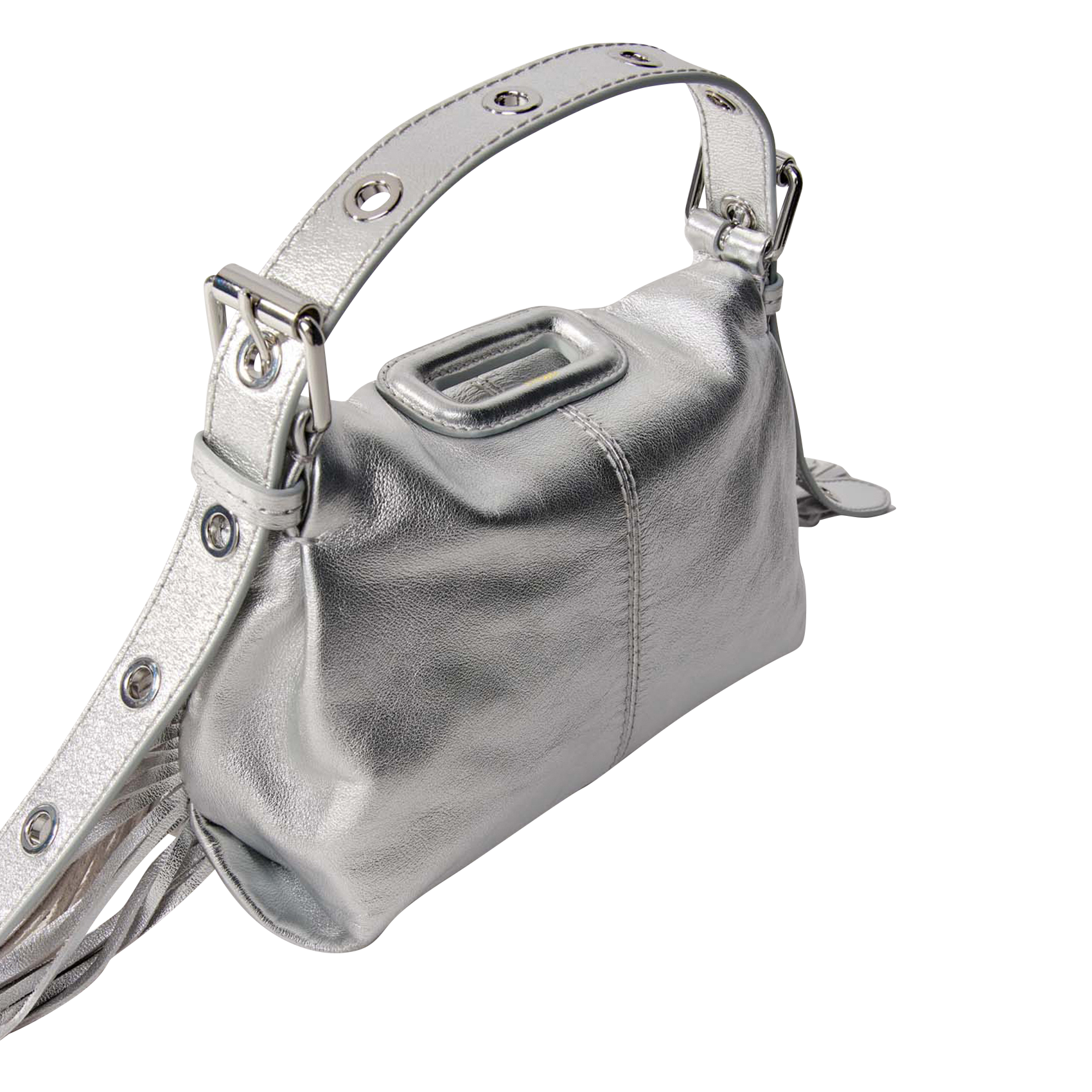 MISS M MINI - Sac bandoulière en cuir lisse | Argent
