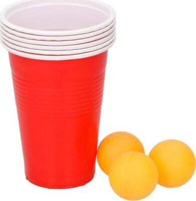 Beer Pong Sæt Med 6 Krus Og 3 Bolde