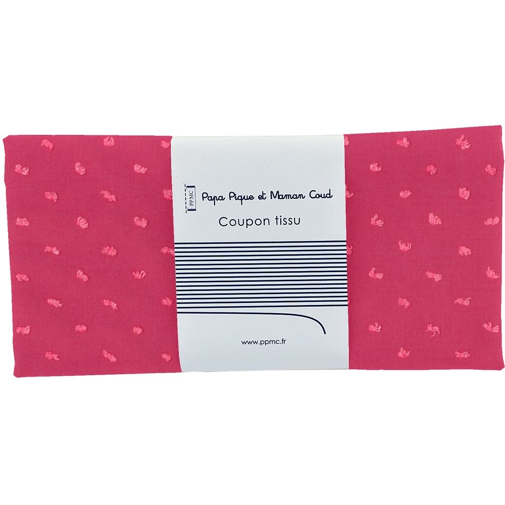 Coupon Tissu 50 Cm Plumetis Rose Fuchsia