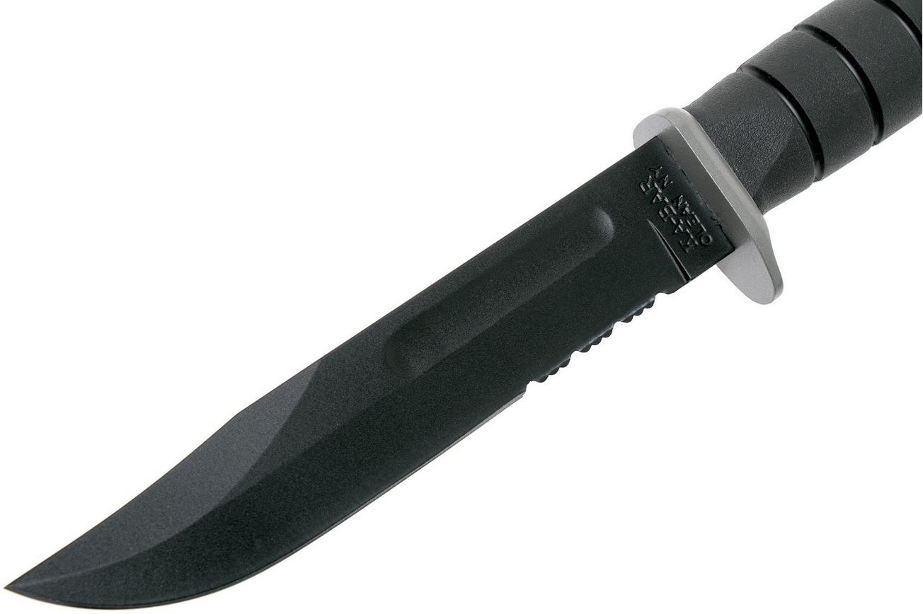 KA-BAR D2 Extreme Fighting Knife 1283, serrated blade, Kraton handle, lederen schede