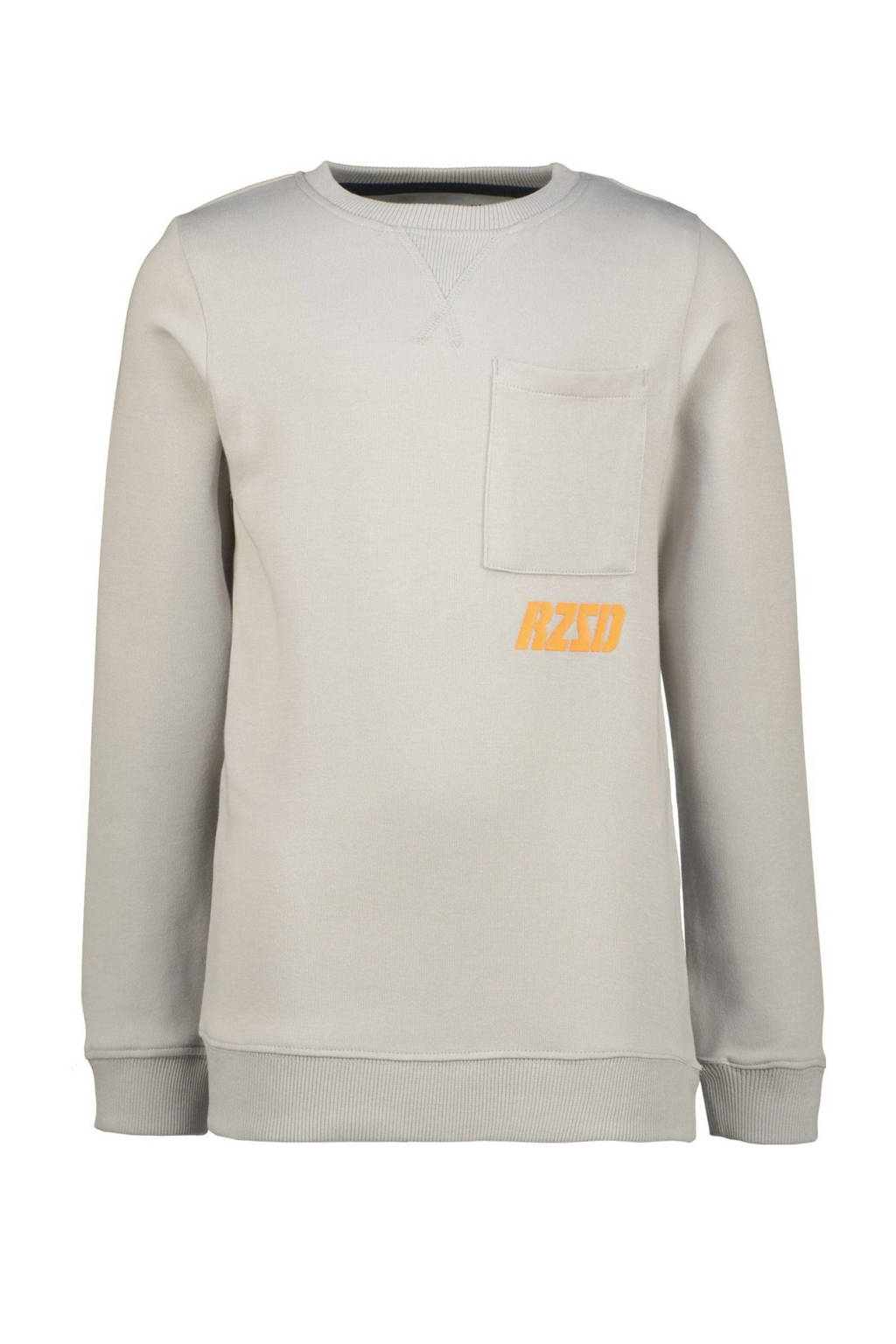 Raizzed sweater Naxos met printopdruk lichtgrijs/oranje