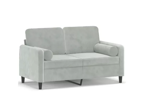 Canapé 2 places avec oreillers gris clair 120 cm velours