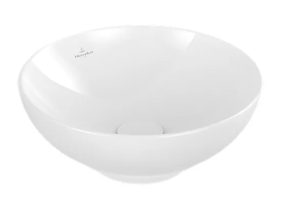 Vasque 38 x 38 ronde à poser VILLEROY ET BOCH Loop & Friends non meulé stone white avec trop plein