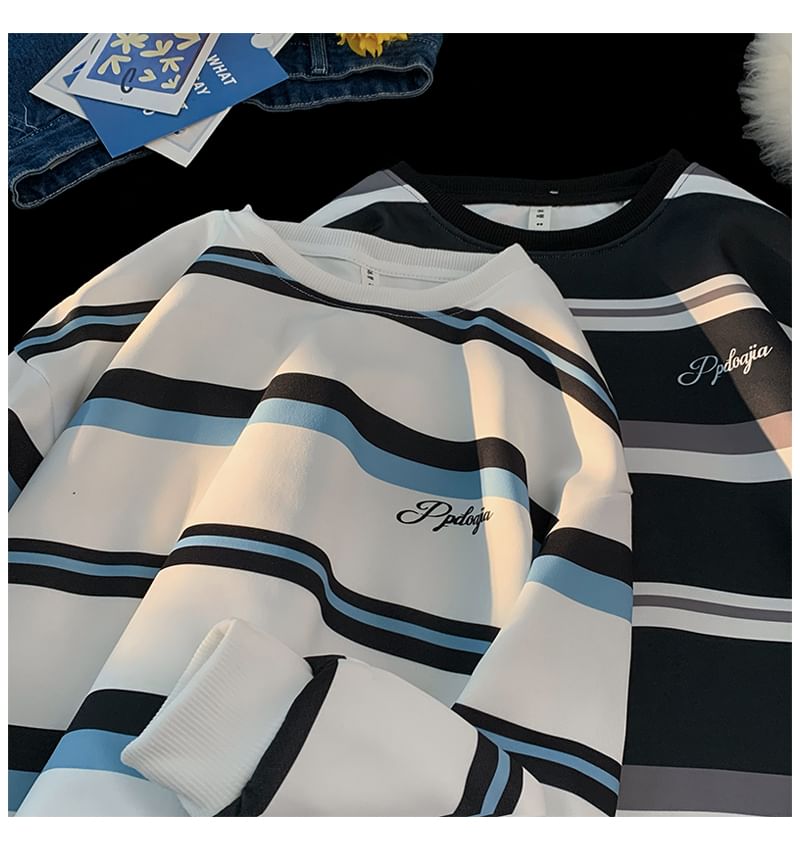 Mimiyox - T-shirt met lange mouwen, ronde hals en strepenprint