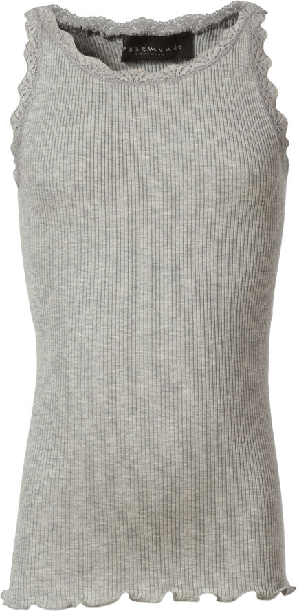 Rosemunde Silk top regular w/ lace Grå