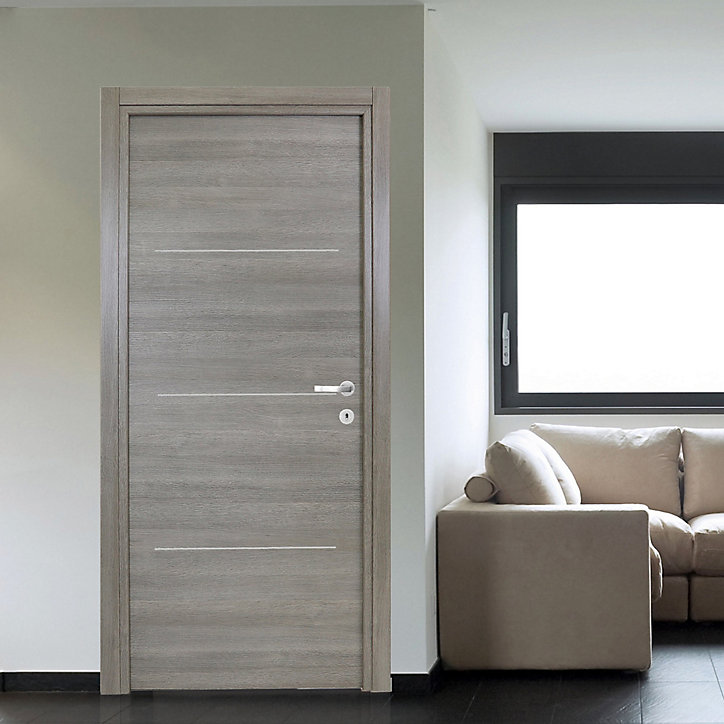 Bloc-porte Triaconta gris clair H.204 x l.63 cm, poussant gauche