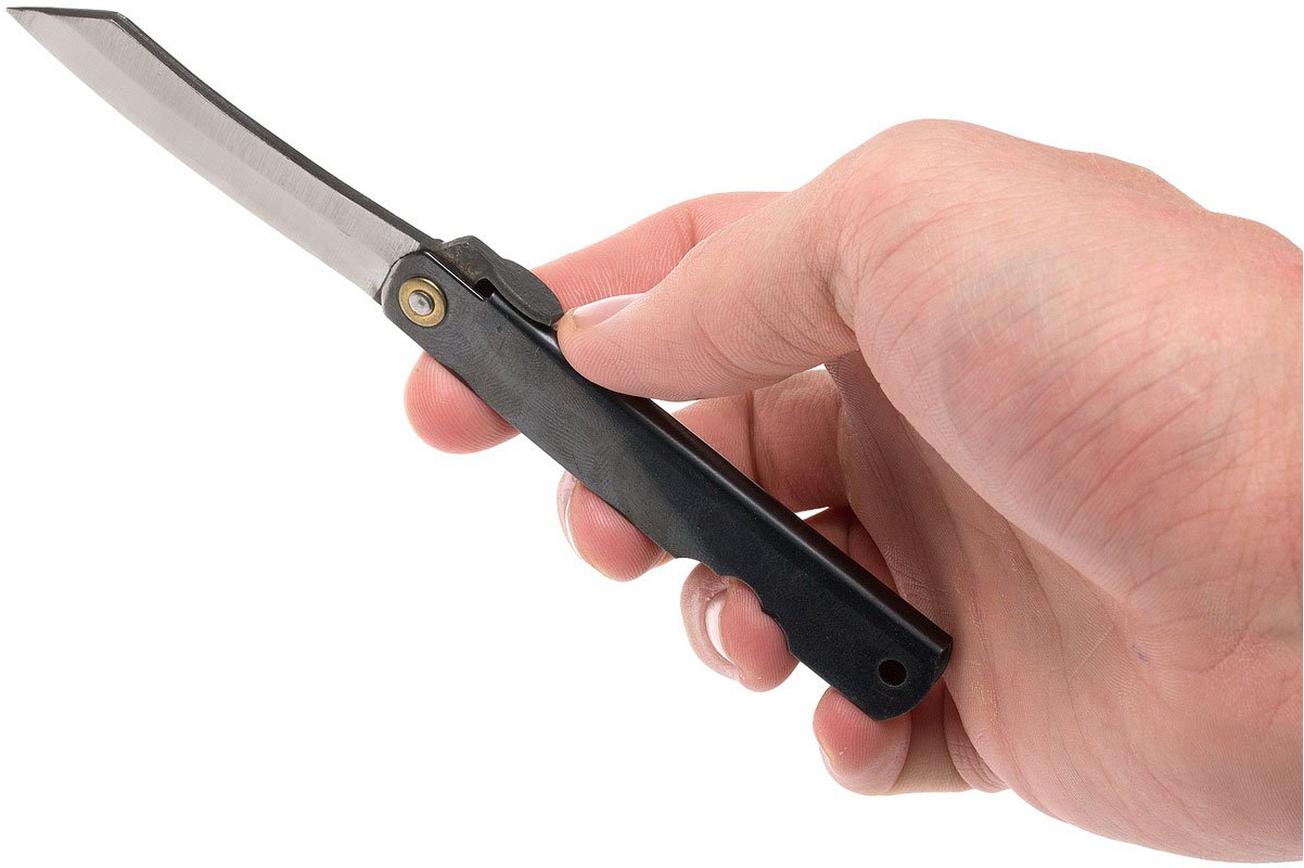 Higonokami zakmes 6,6 cm KT-HIGO06BL, SK-koolstofstaal, zwart