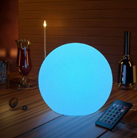 (Ø30cm) RGB LED Kugelleuchte Lampe Nachtlicht Deko Beleuchtung mit 16 Farben   Fernbedienung (Batteriebetrieben) - Weiss