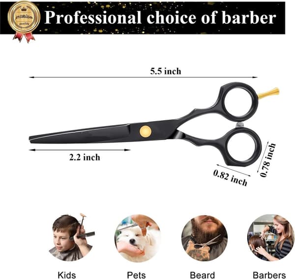 INF Frisørsett for hårklipping - Saks, kammer, barberkniv