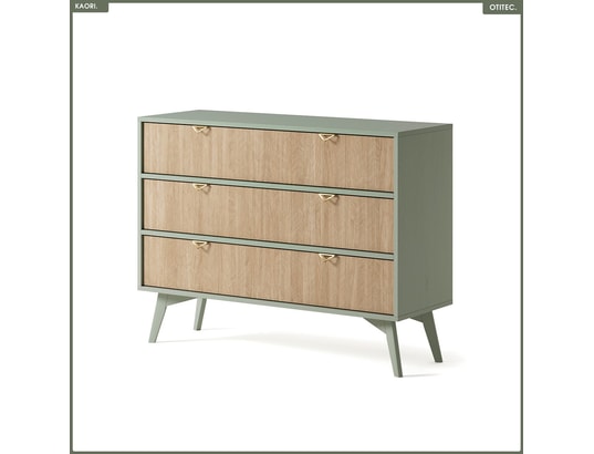 OTITEC - Commode - l.106 x h.80 x p.38 cm - 3 tiroirs - kaori - eucal...