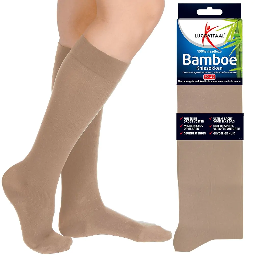 Bamboe Kniesok Ecru 2 paar
