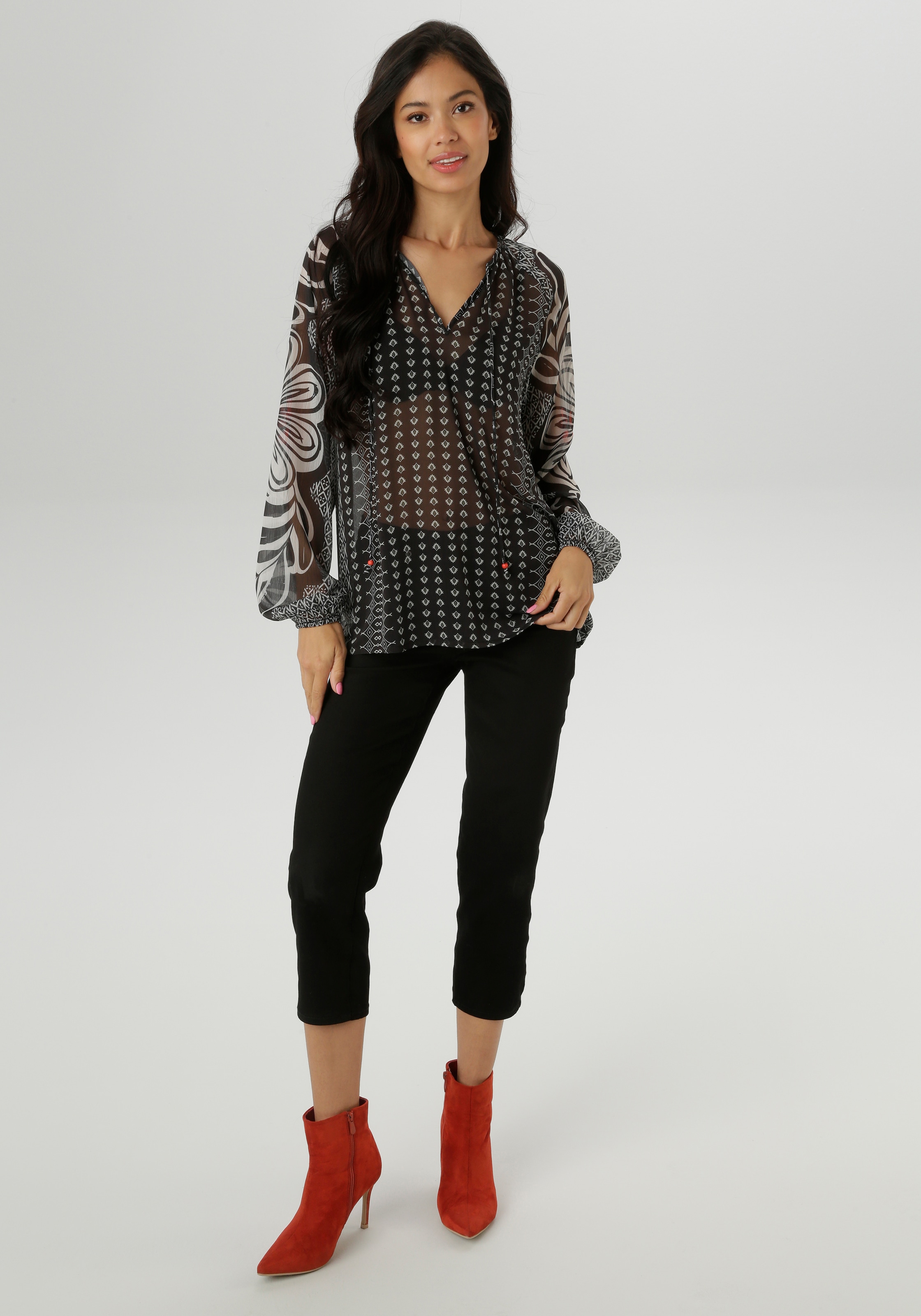 Aniston SELECTED Chiffonbluse , aus transparentem Chiffon - NEUE KOLLEKTION