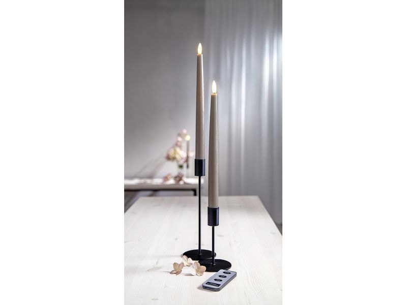 Star Trading LED-Stabkerzen Set Flamme Slim, 2 Stück, Braun Romantisches Kerzenlicht für besondere Momente