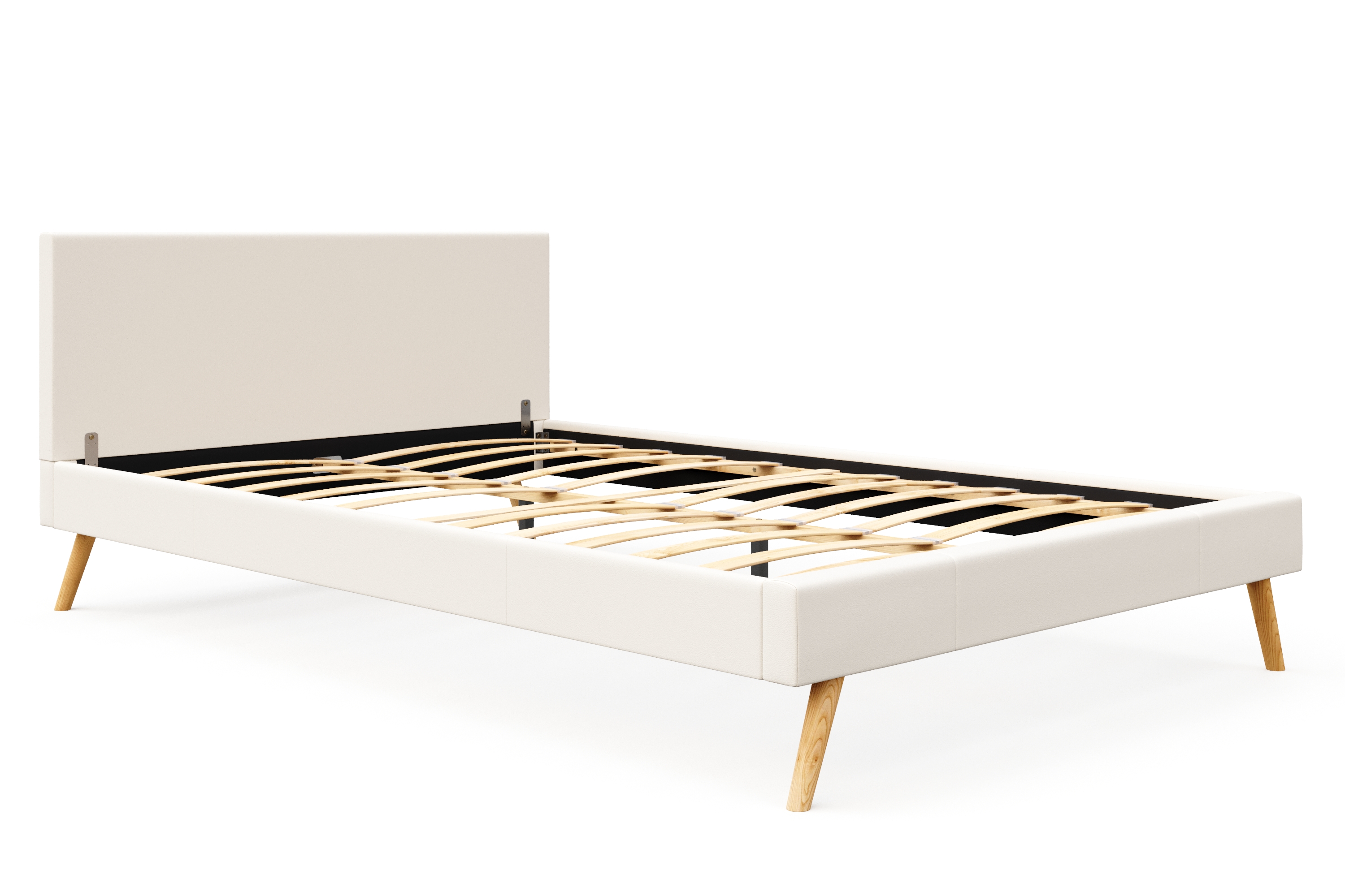 Lederbett ELVAR 140 x 200 cm weiss
