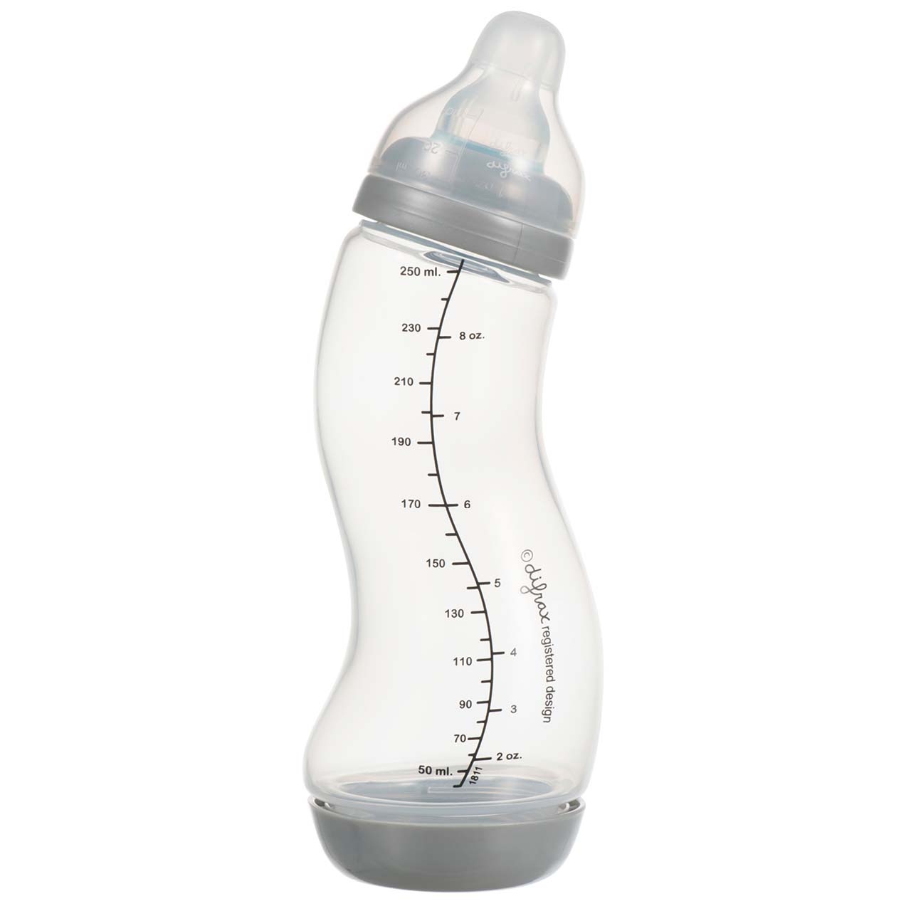 Difrax S-fles Natural 1-2-3 doseerfles 250ml grijs