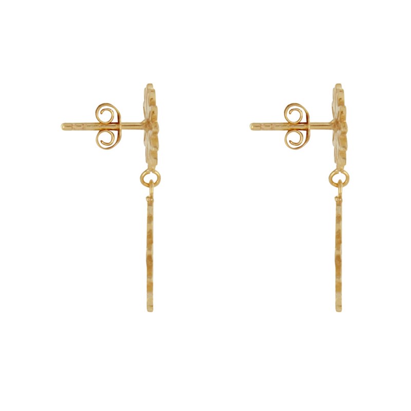 Boucles d'Oreilles Plaqué Or Deux Fleurs de Nénuphar