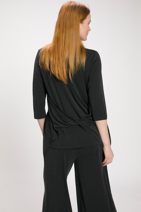Shirt, Drapierung, Zipfelsaum, Rundhals, 3/4-Arm