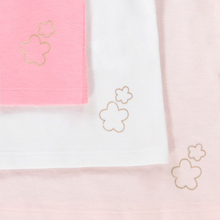 Lot de 3 t-shirts manches courtes unis pour bébé fille - Rose