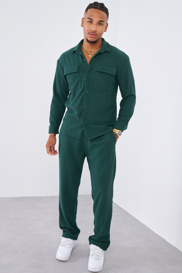 Ensemble 2 pièces chemise + pantalon vert foncé