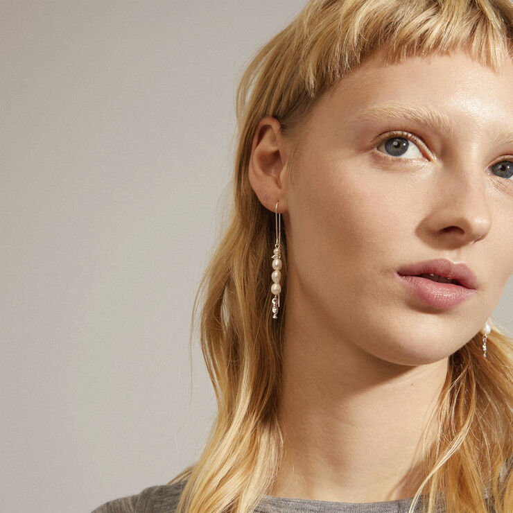 Pilgrim BERTHE pearl chain earrings silver-plated Sølv