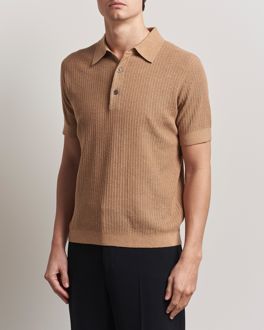 A Day's March Aspen Structure Short Sleeve Polo Camel