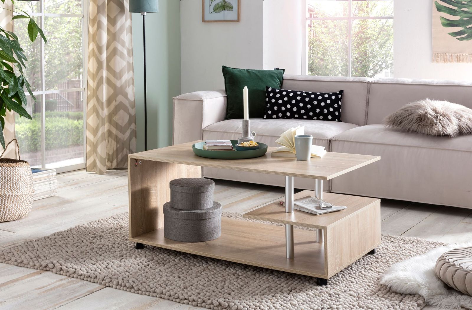 Couchtisch - Sonoma Eiche - rollbar - 105 cm