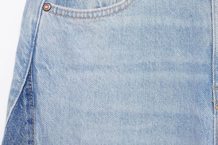 Avauntgardo - High Rise Two Tone Washed Wide Leg Jeans