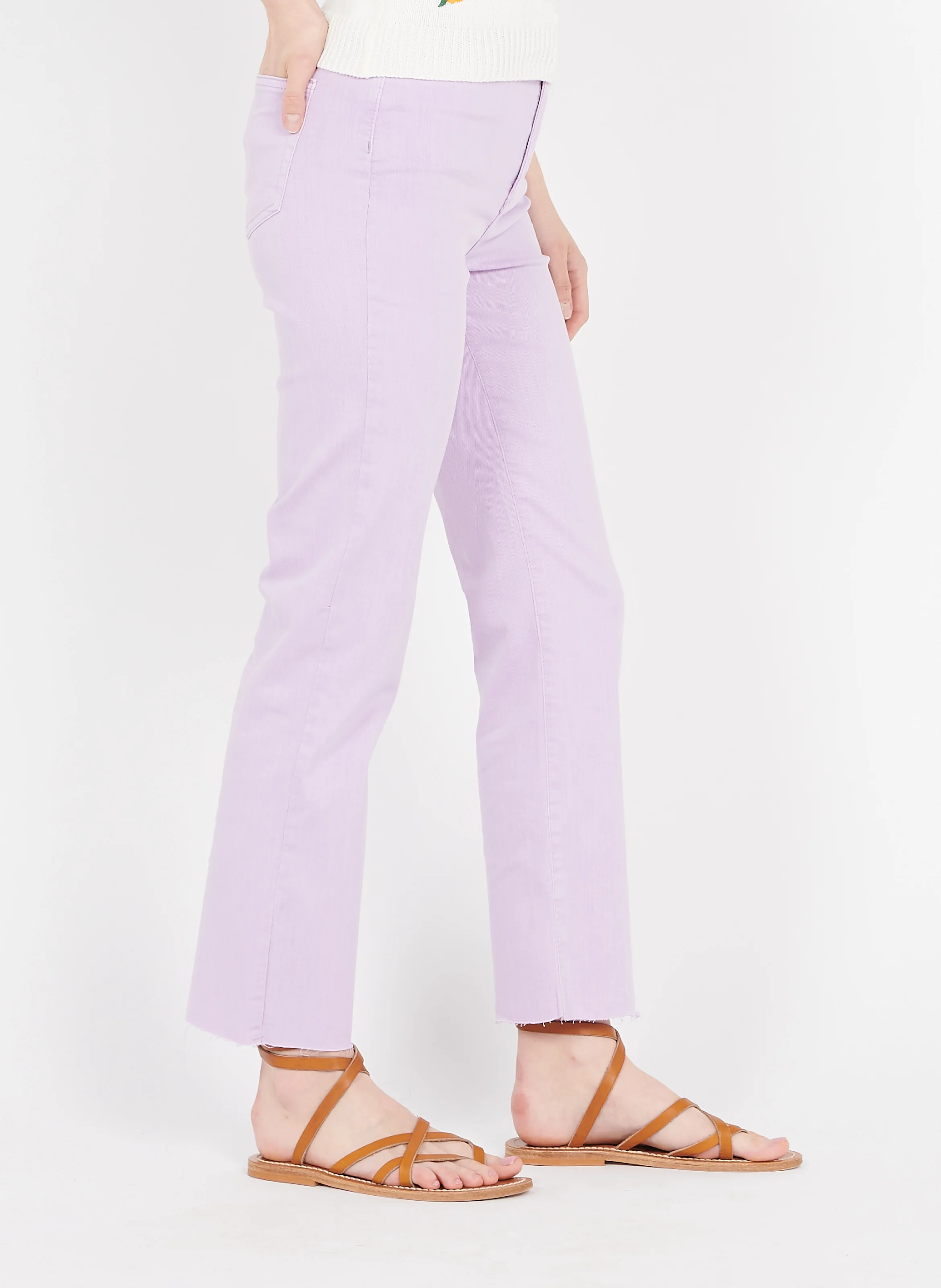 AWA - Jean cropped en coton bio mélangé| Violet