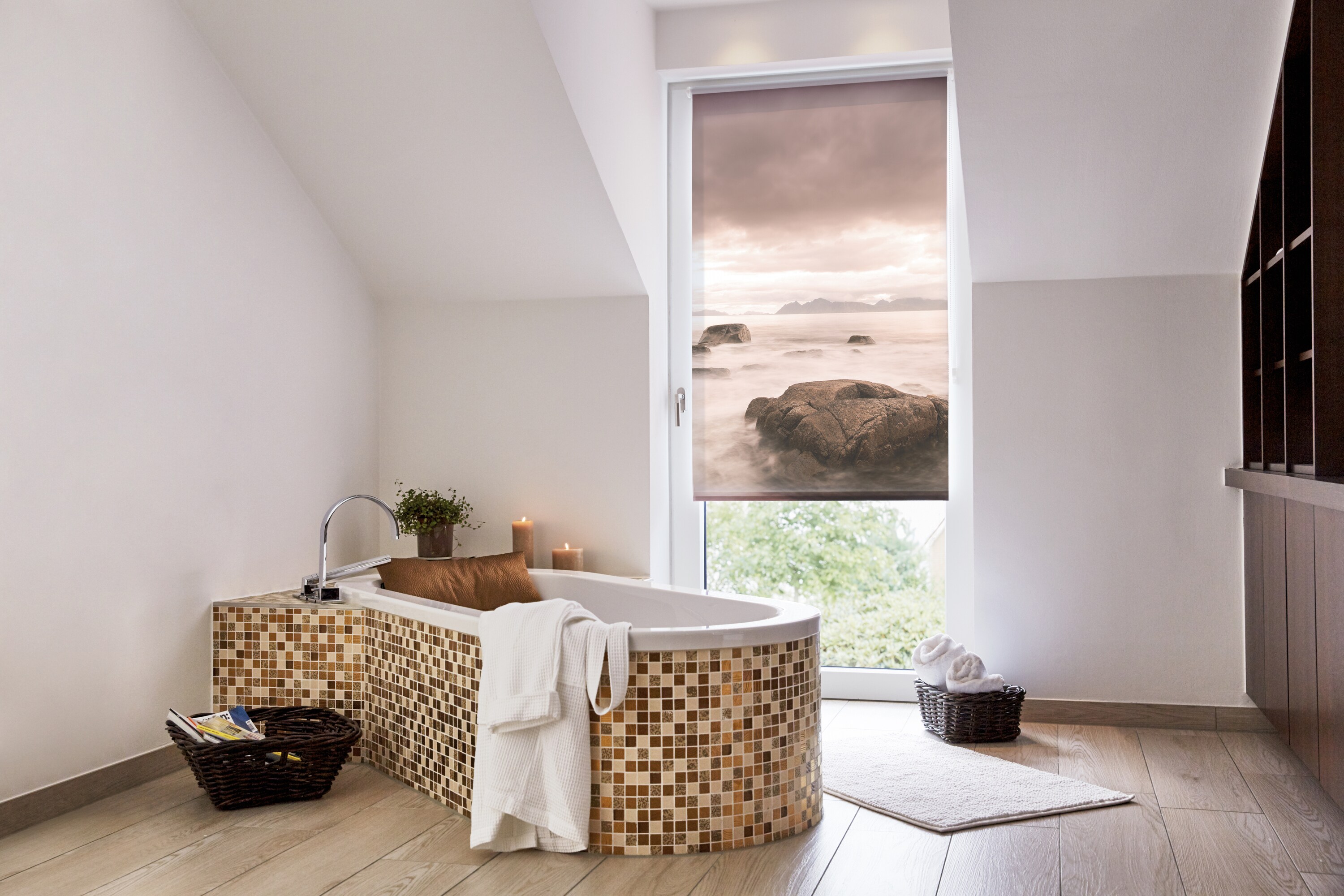 Lichtblick Rollo Klemmfix, ohne Bohren, blickdicht, Stone - Grau Rot