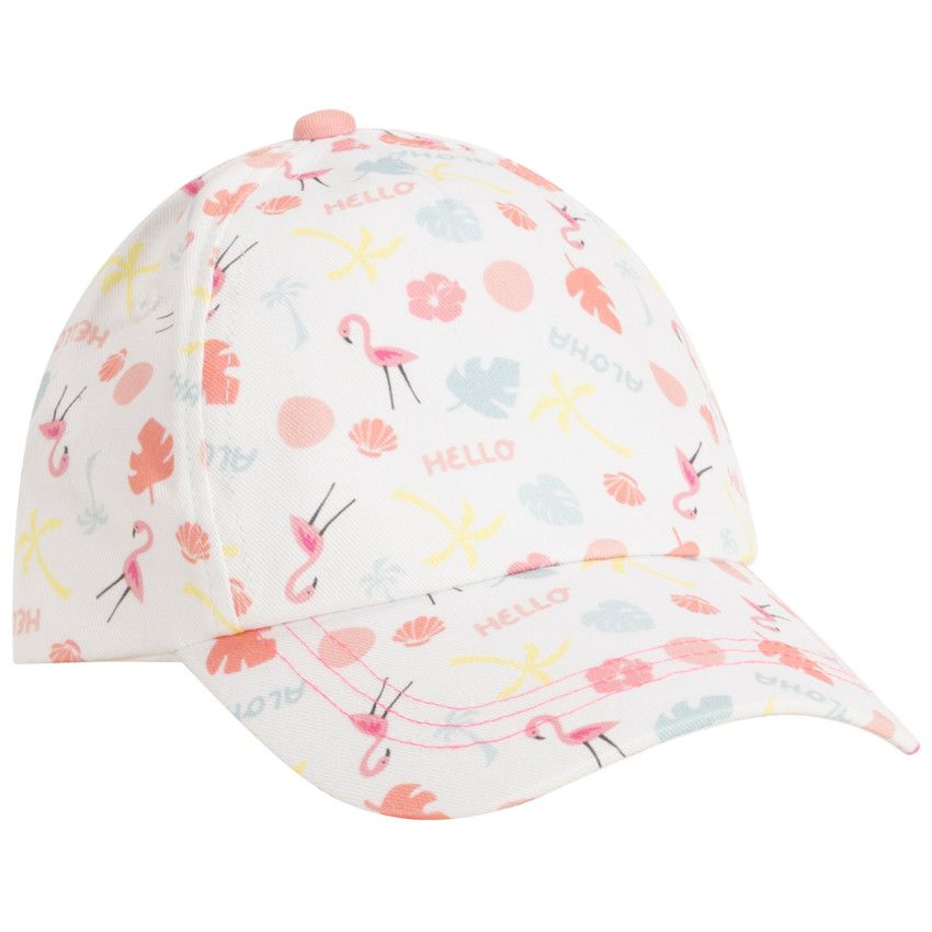 Casquette imprimé fantaisie flamants roses pour bébé fille - Blanc