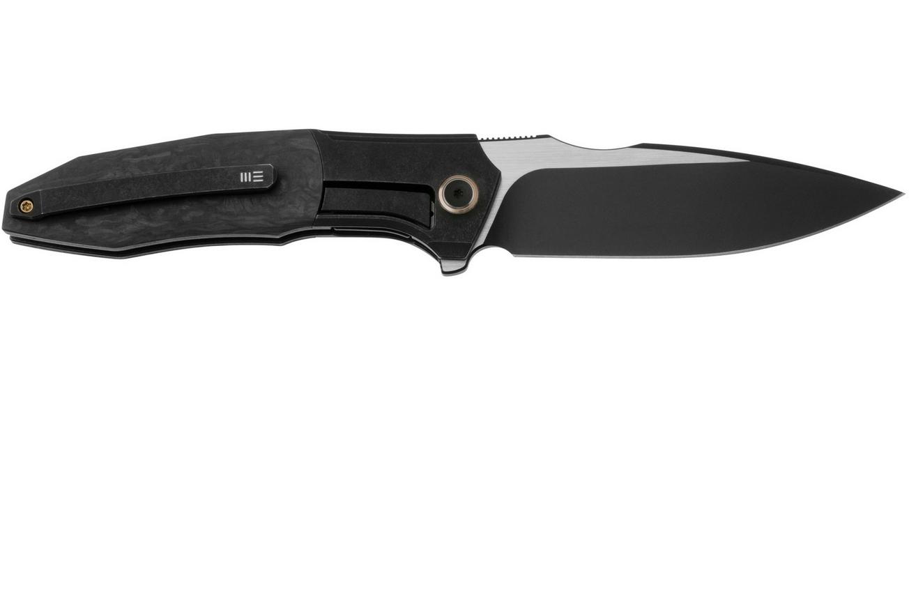 WE Knife Archeozoic WE23091-1 Blackwashed Satin, Shredded Carbon Inlay, zakmes
