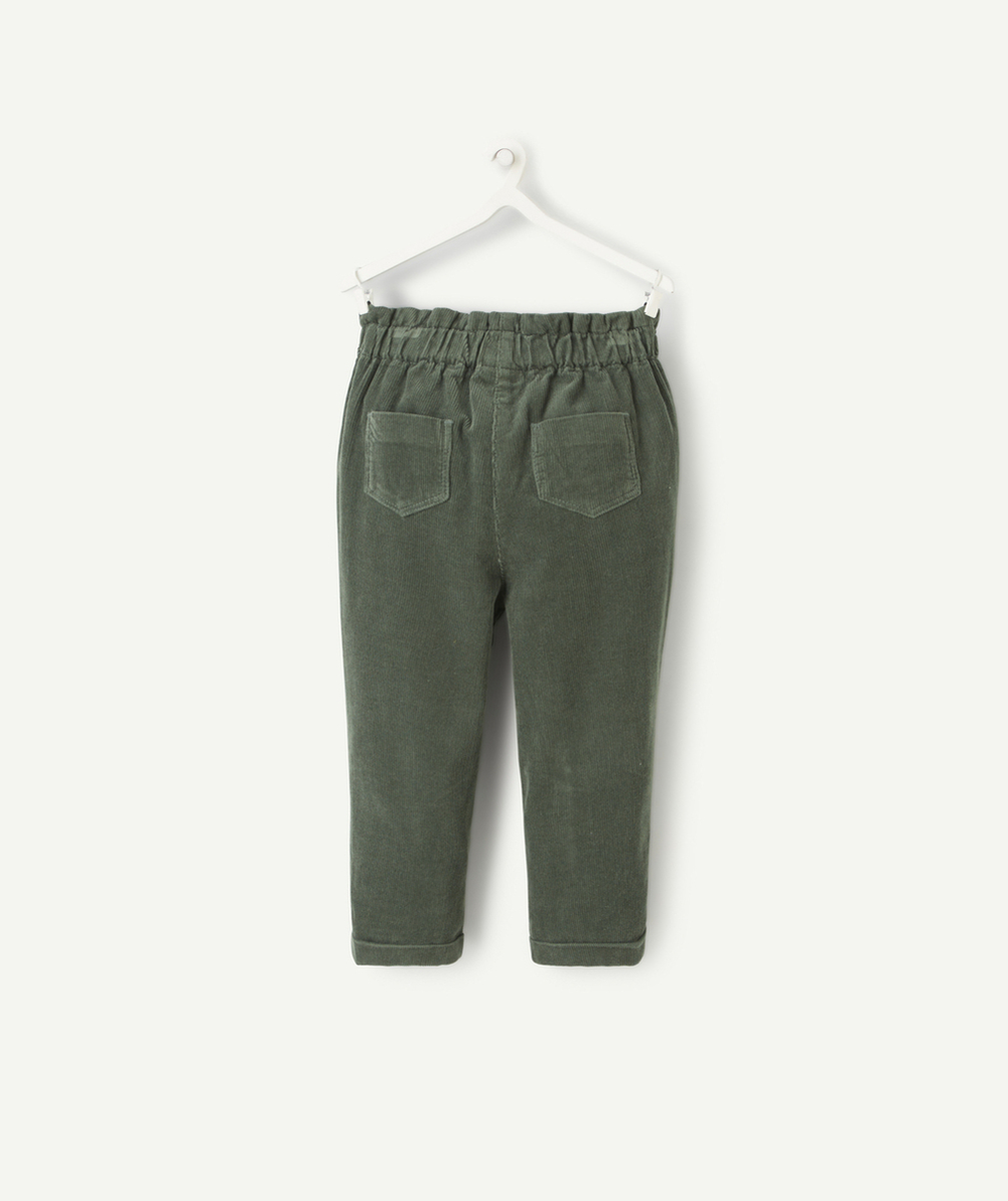 PANTALON RELAX BÉBÉ FILLE EN VELOURS VERT CÔTELÉ