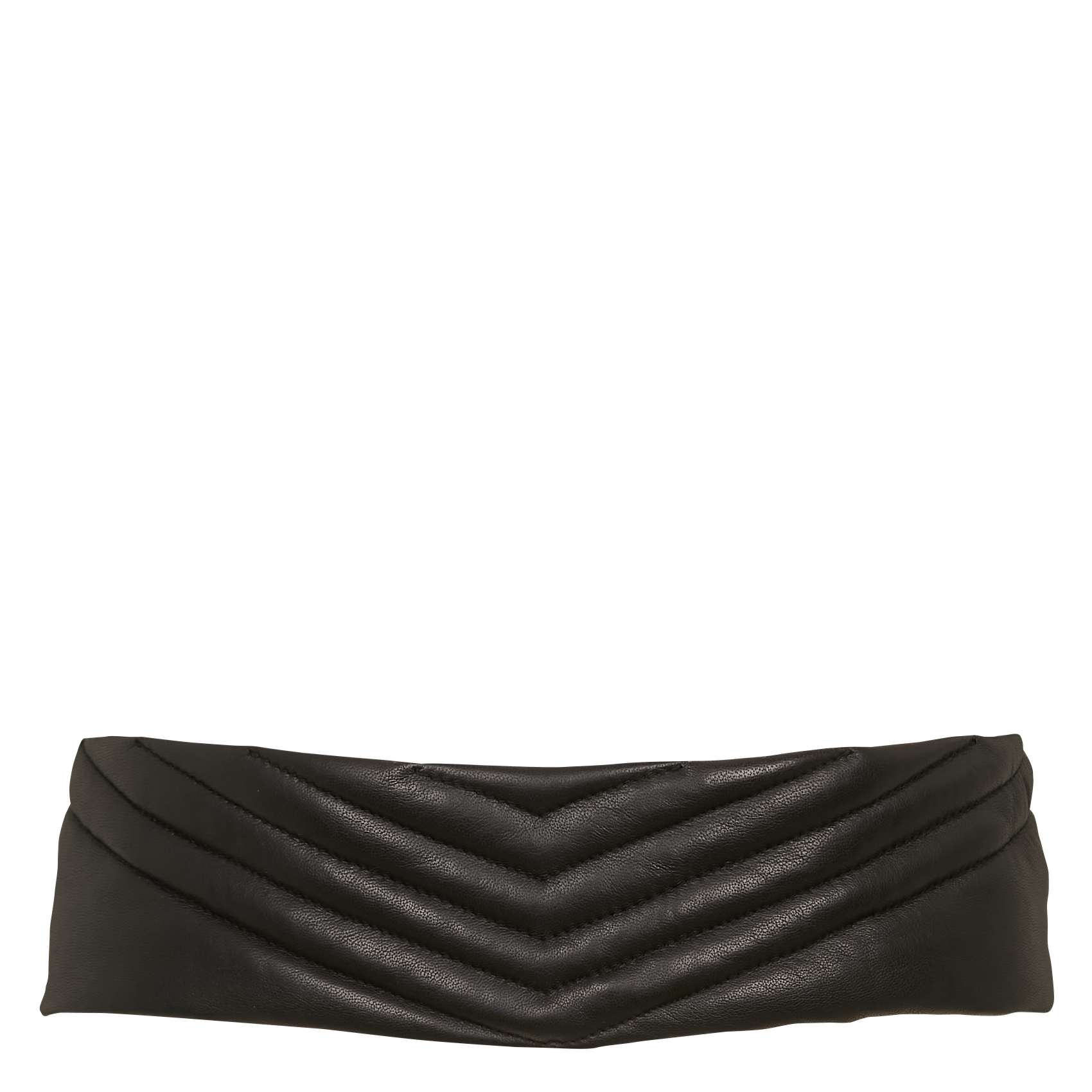 Ceinture robe cuir matelassage chevrons | Noir