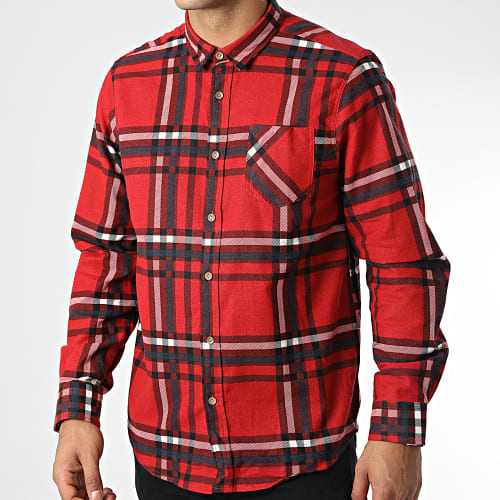 Chemise Manches Longues A Carreaux Arnault Rouge