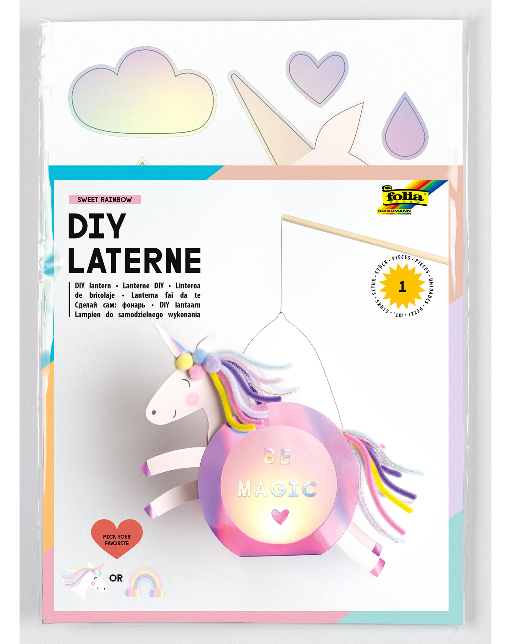 Laternen-Bastelset SWEET RAINBOW mehrteilig in bunt