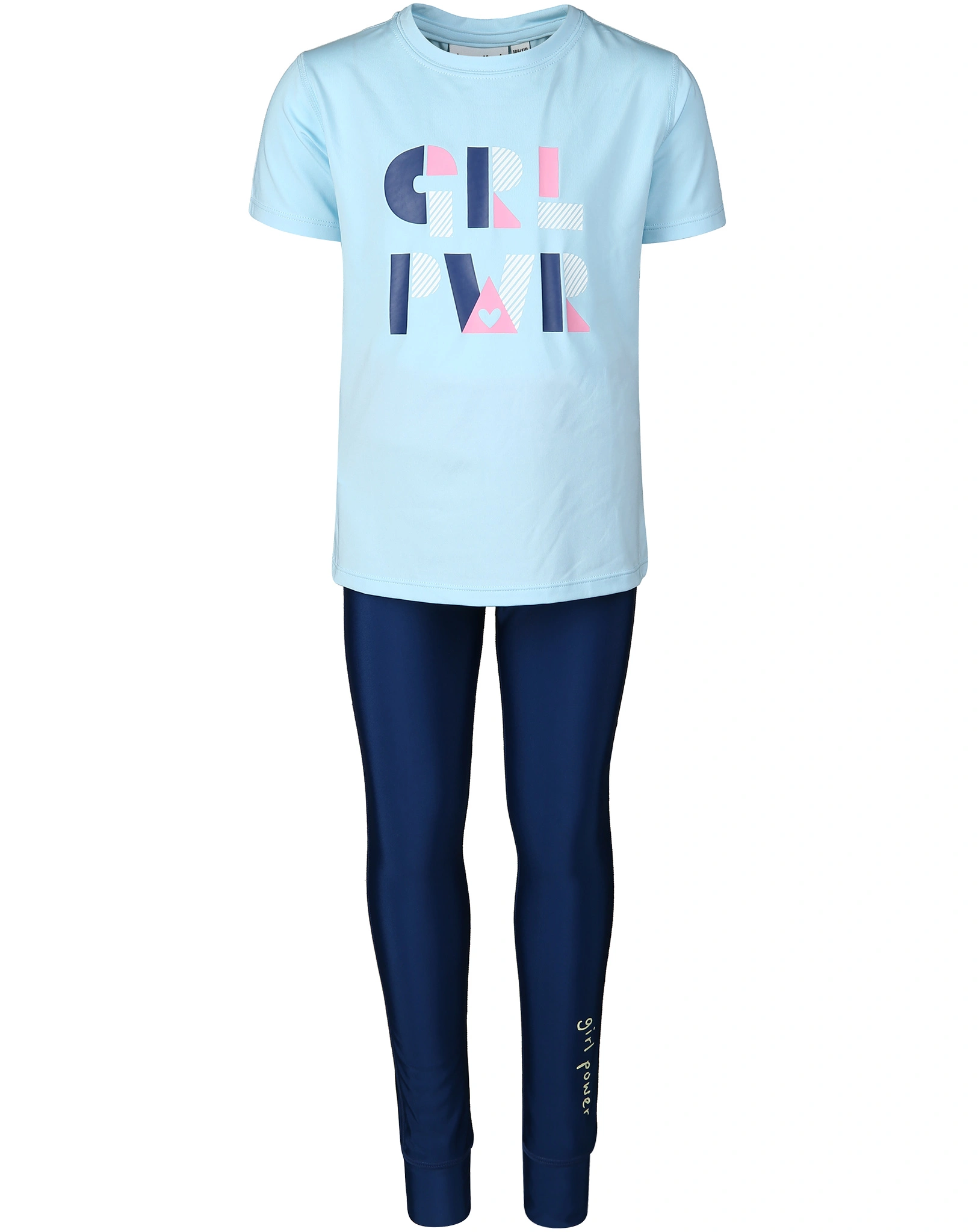 Funktions-Leggings GIRL POWER mit T-Shirt in mittelblau