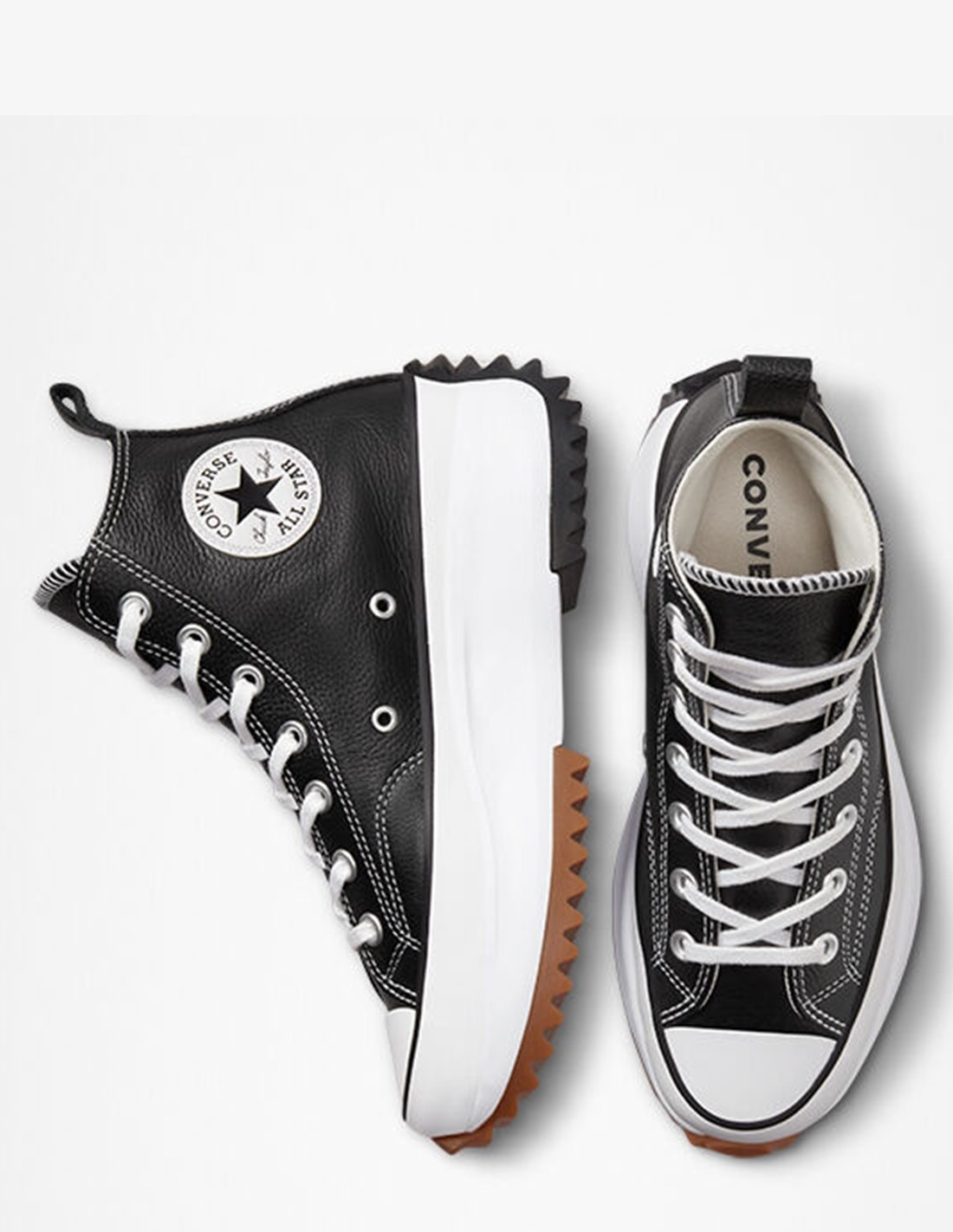 converse Sneakers Compensées Montantes Femme Run Star Hike Hi Noir/Blanc Cuir