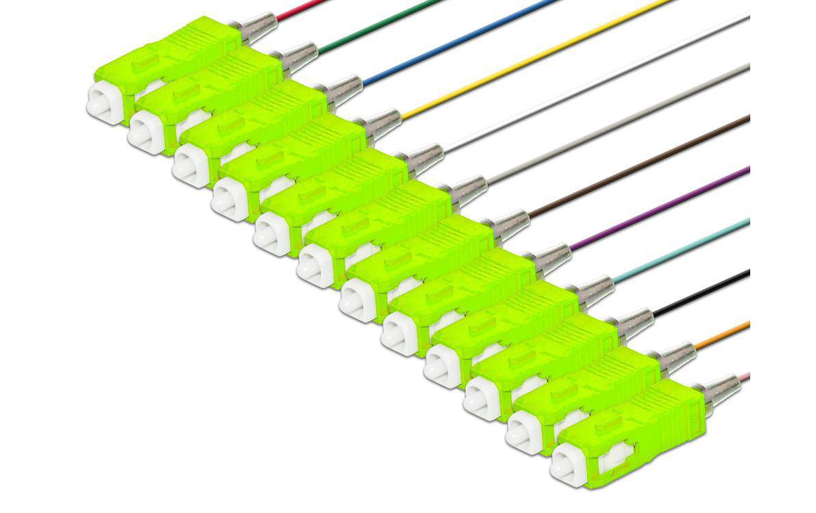 Faserpigtail SC, MM, OM5, 2m, grün, 12 StückFaserpigtail, Multimode 50/125µm, OM5, SC, 12er Set