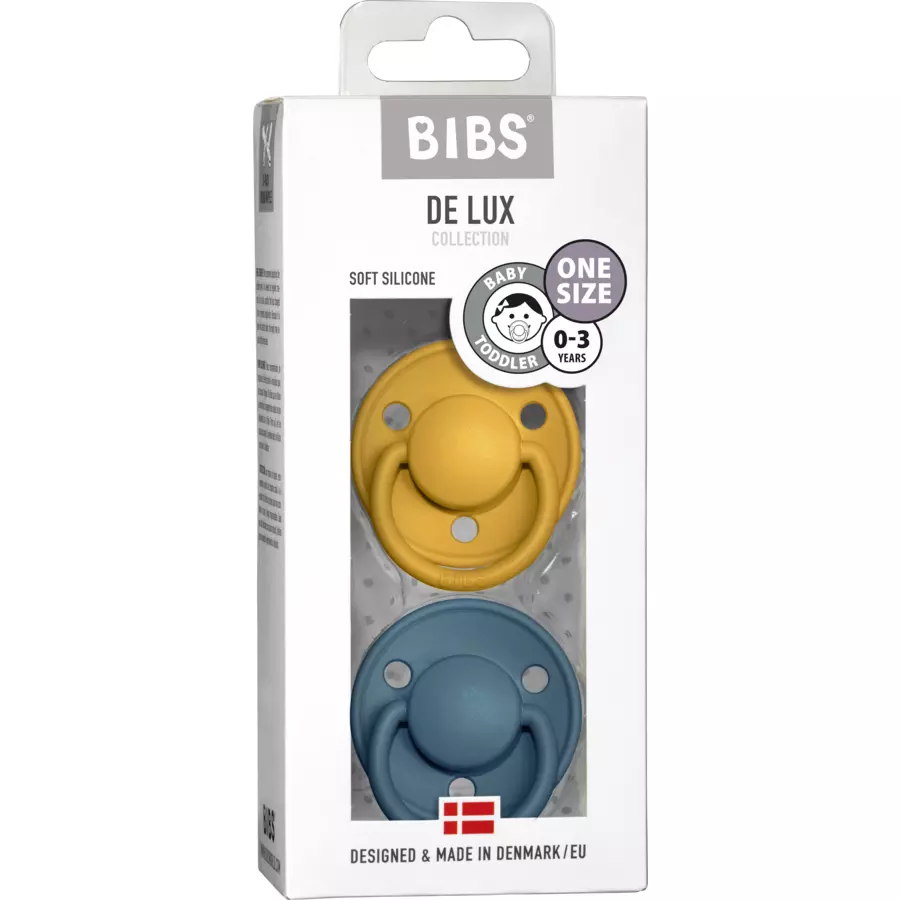 BIBS® Schnuller De Lux Mustard  Petrol 0-36 Monate, 2 Stk.