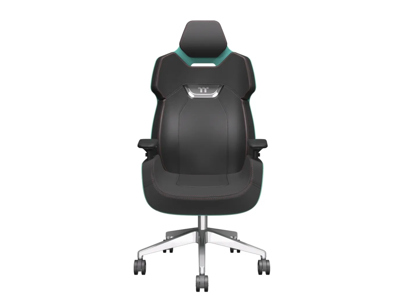 Thermaltake ARGENT E700 - Spillestol - ergonomisk - spand - høj ryg - armstøtter - T-formet - vippe - drejeled - aluminiumlegering, perforeret læder, højdensistets støbt skum - sort, turkis, rød syning